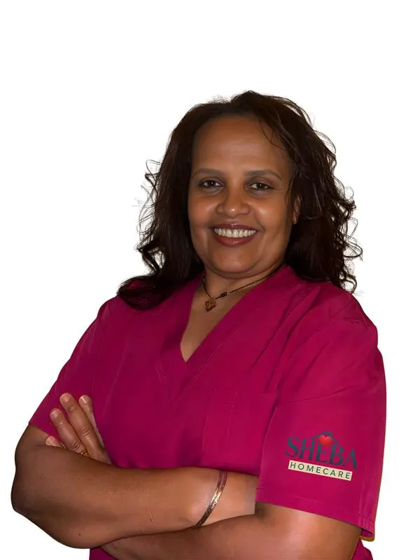 Caregiver Azeb Legese providing home care